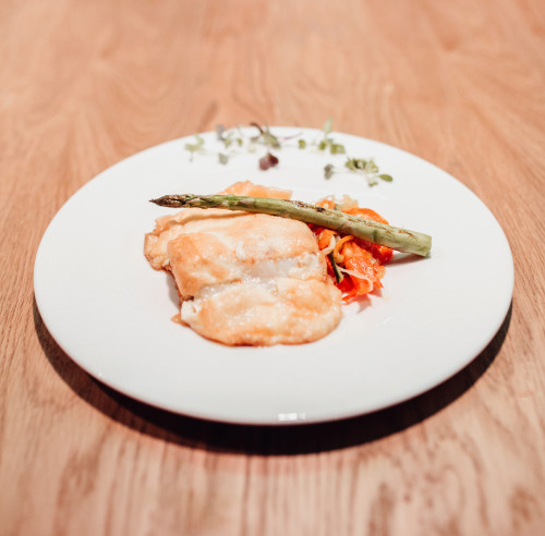 Bacalao gratinado con alioli suave
