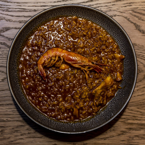 Arroz meloso de gamba roja