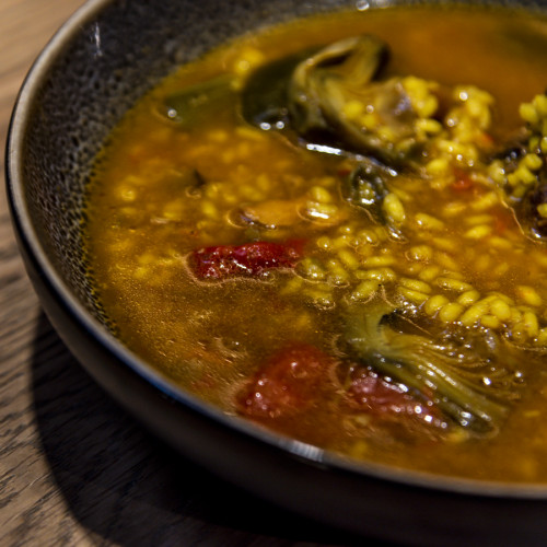 Arroz caldoso de pollo campero